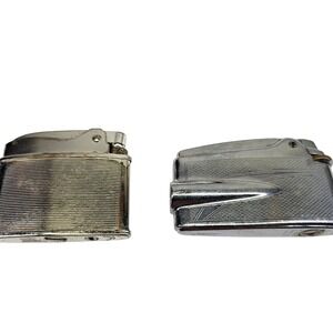 Ronson Lighter Set Adonis Varaflame Vintage Silver Chrome Fair Condition 2pc